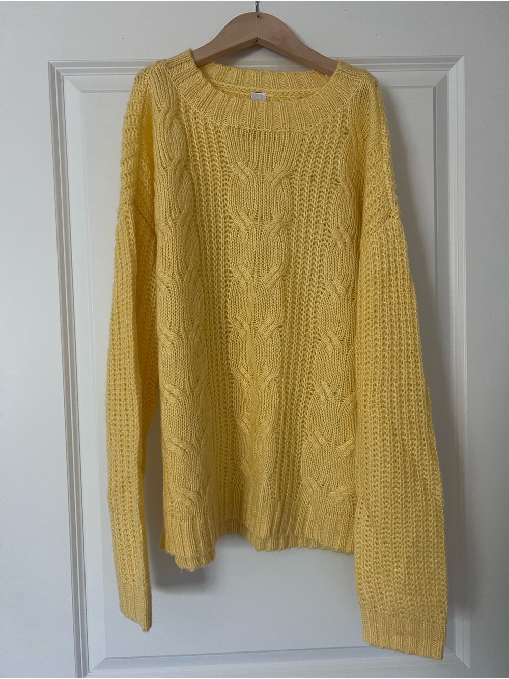 No Boundaries Bright Yellow Cable Knit Crewneck Sweater